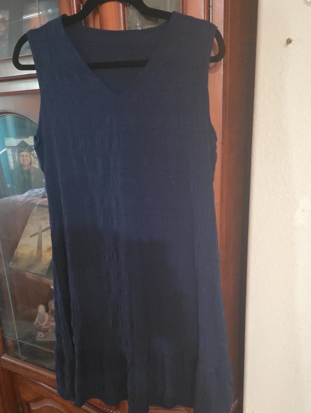 Beachsissi Navy Textured Sleeveless Coverup Dress